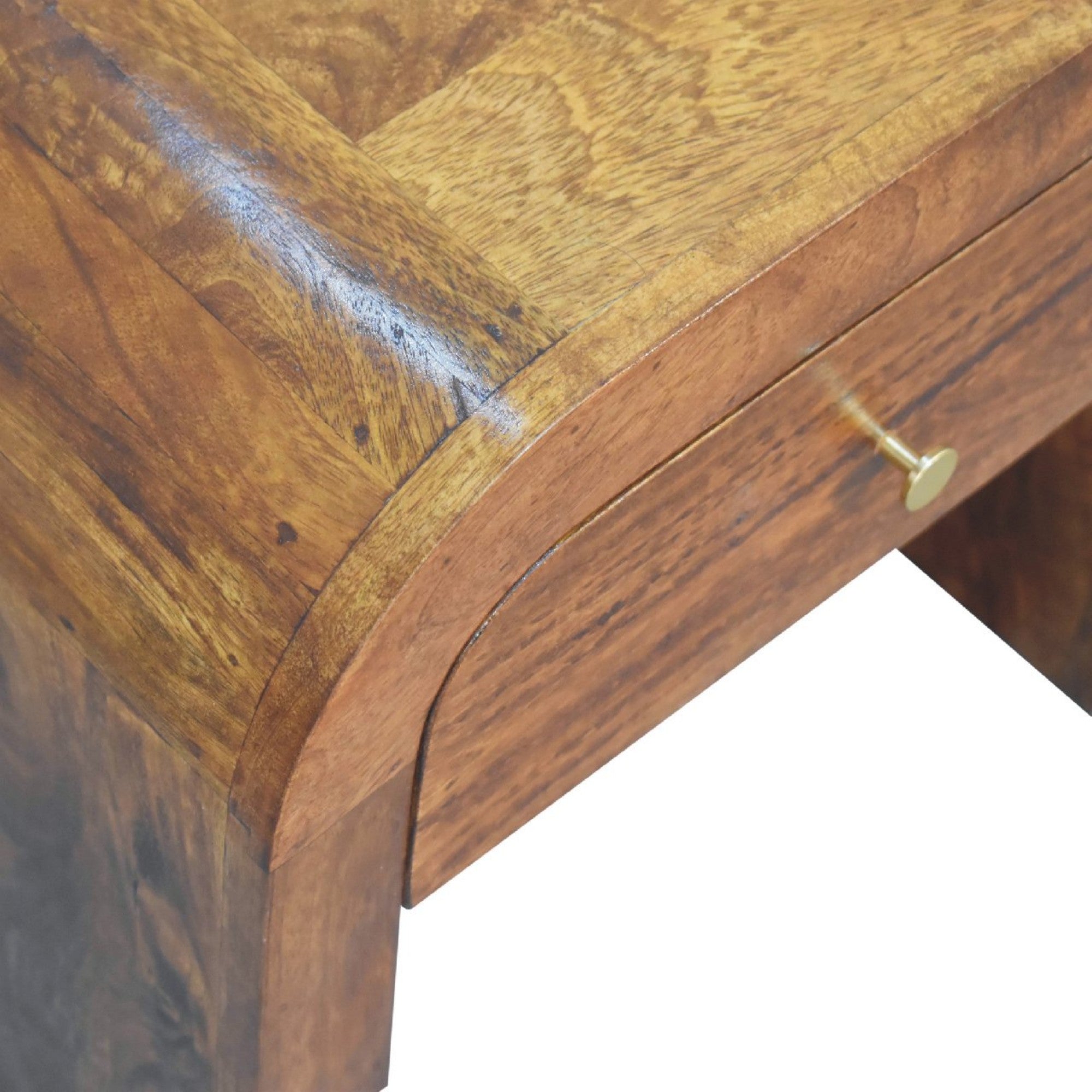 Solid Wood Drum, 3 Drawers, Dark Brown