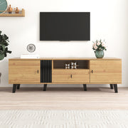 Stylish Elegance TV Cabinet, 170 cm Lowboard with Drawers, Wood and Black