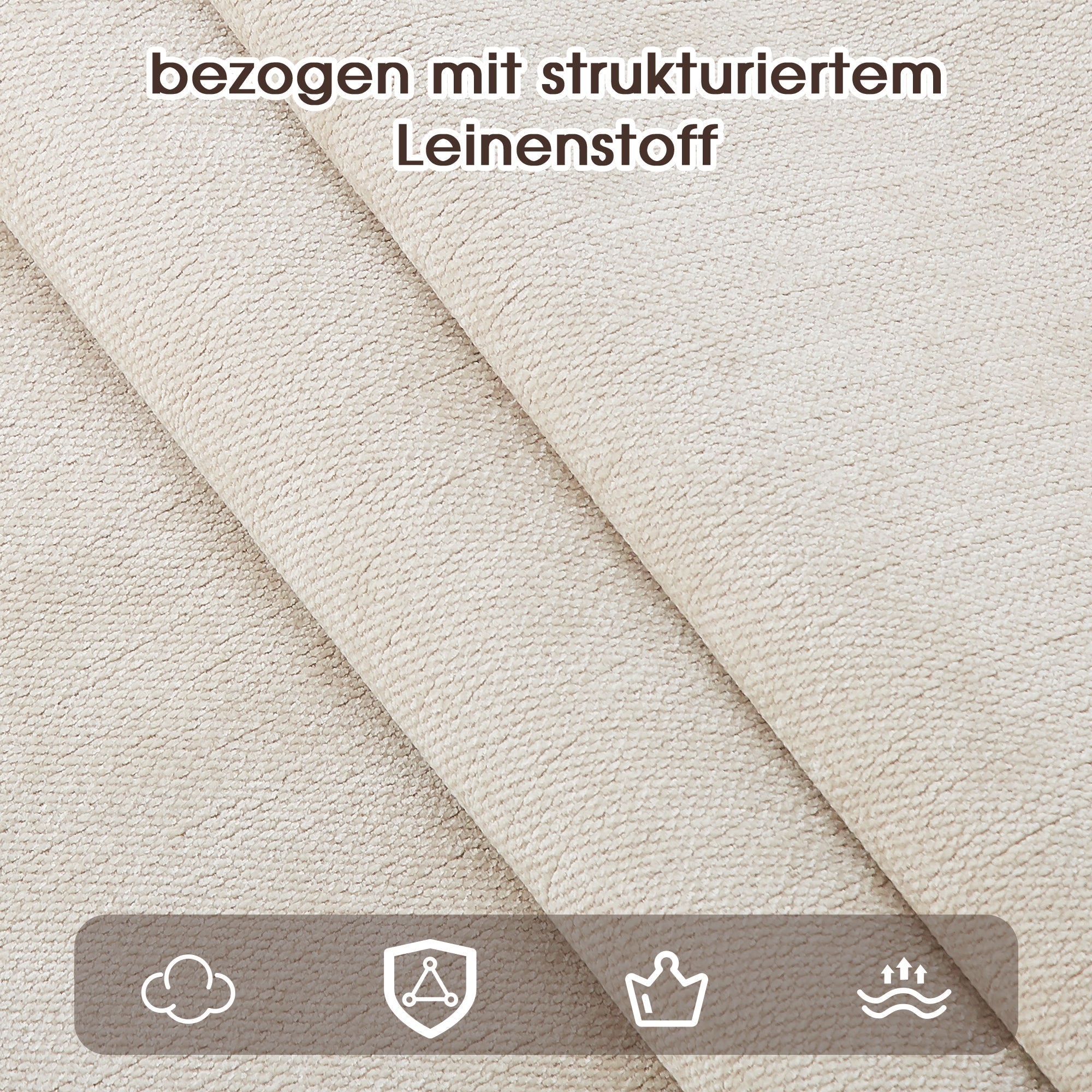 2 Dining Chairs Metal Wood Look Modern Linen Fabric - Walnut