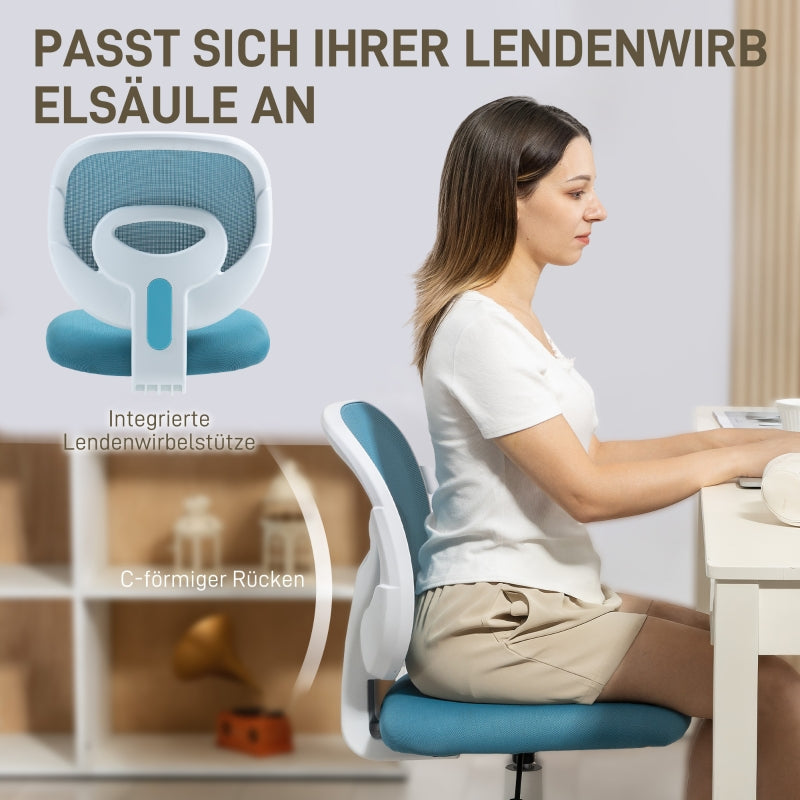 Ergonomic Office Chair C-Back Support Height Adjustable - Blue