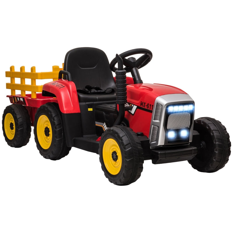 Electric Children's Tractor with Remote Control and 6 km/h Max Speed, Red and Black