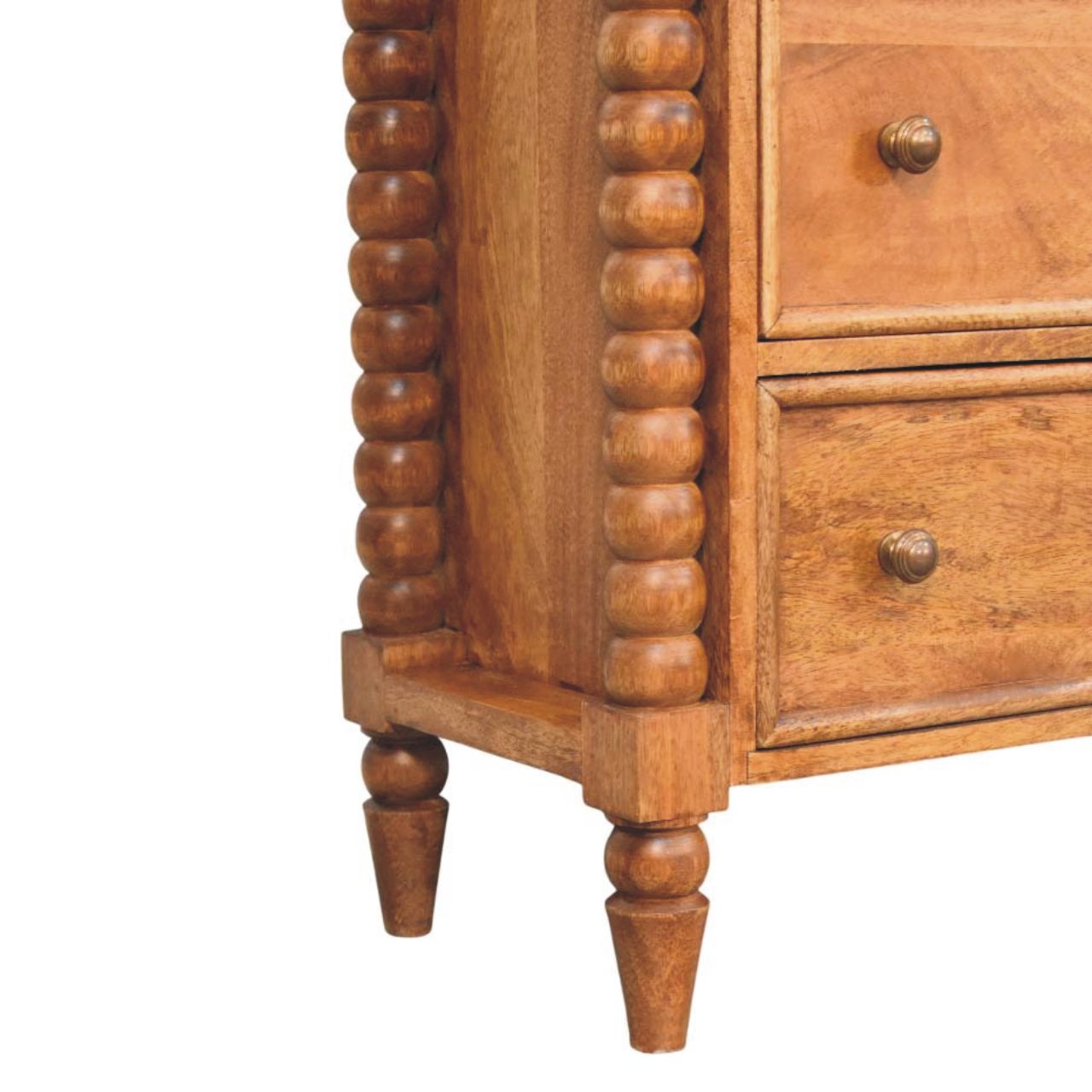Solid Wood Spindle Chest, 3-Drawer Storage Organizer, Brown