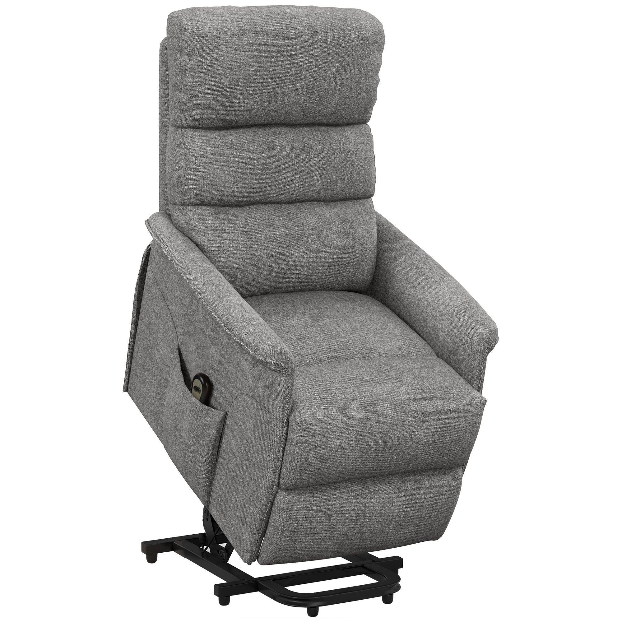 Electric TV Recliner Lift & Lying Function Side Pocket Remote, Linen-Look