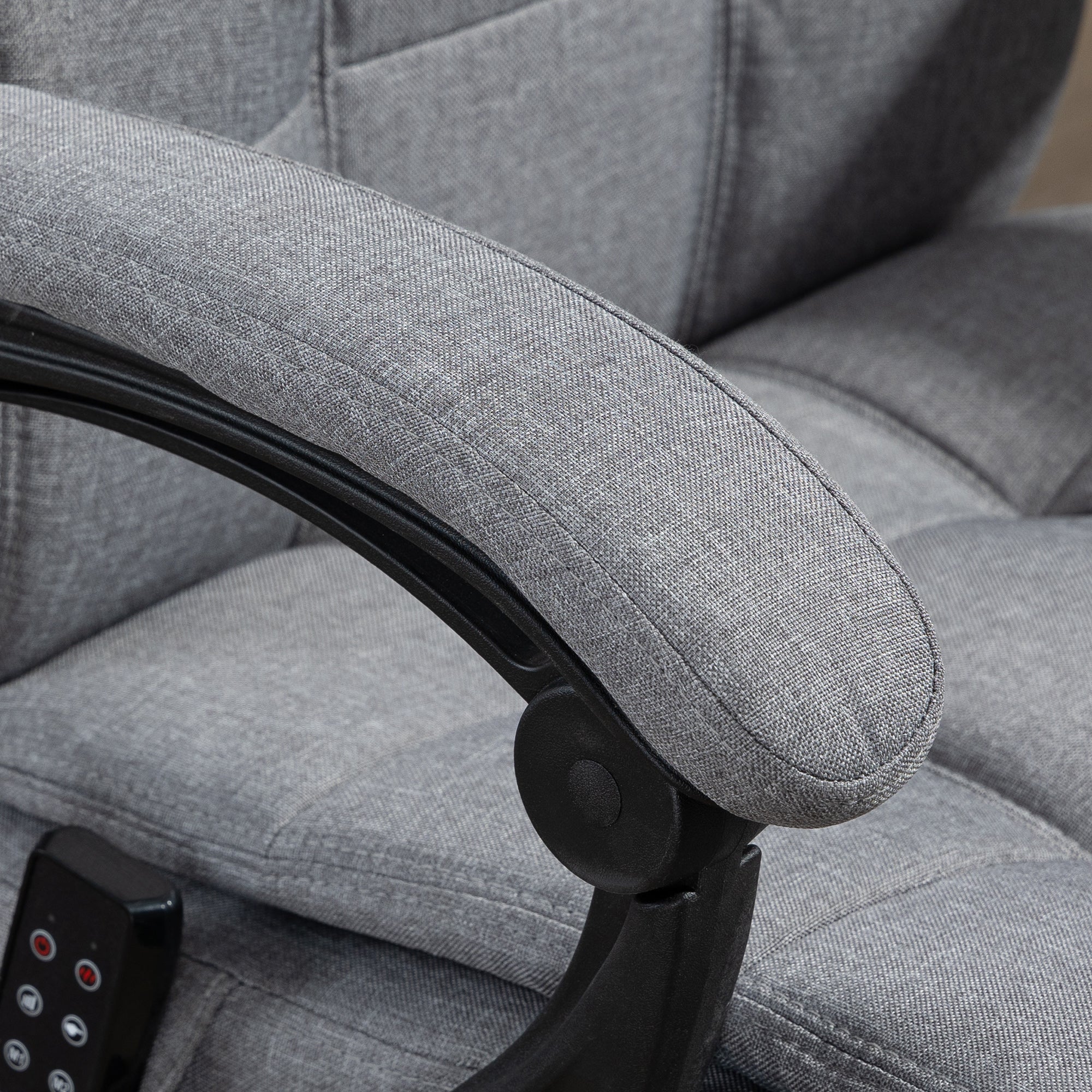 Office Chair, Ergonomic Massage Lumbar Heating Footrest Headrest Adjustable, Polyester Grey
