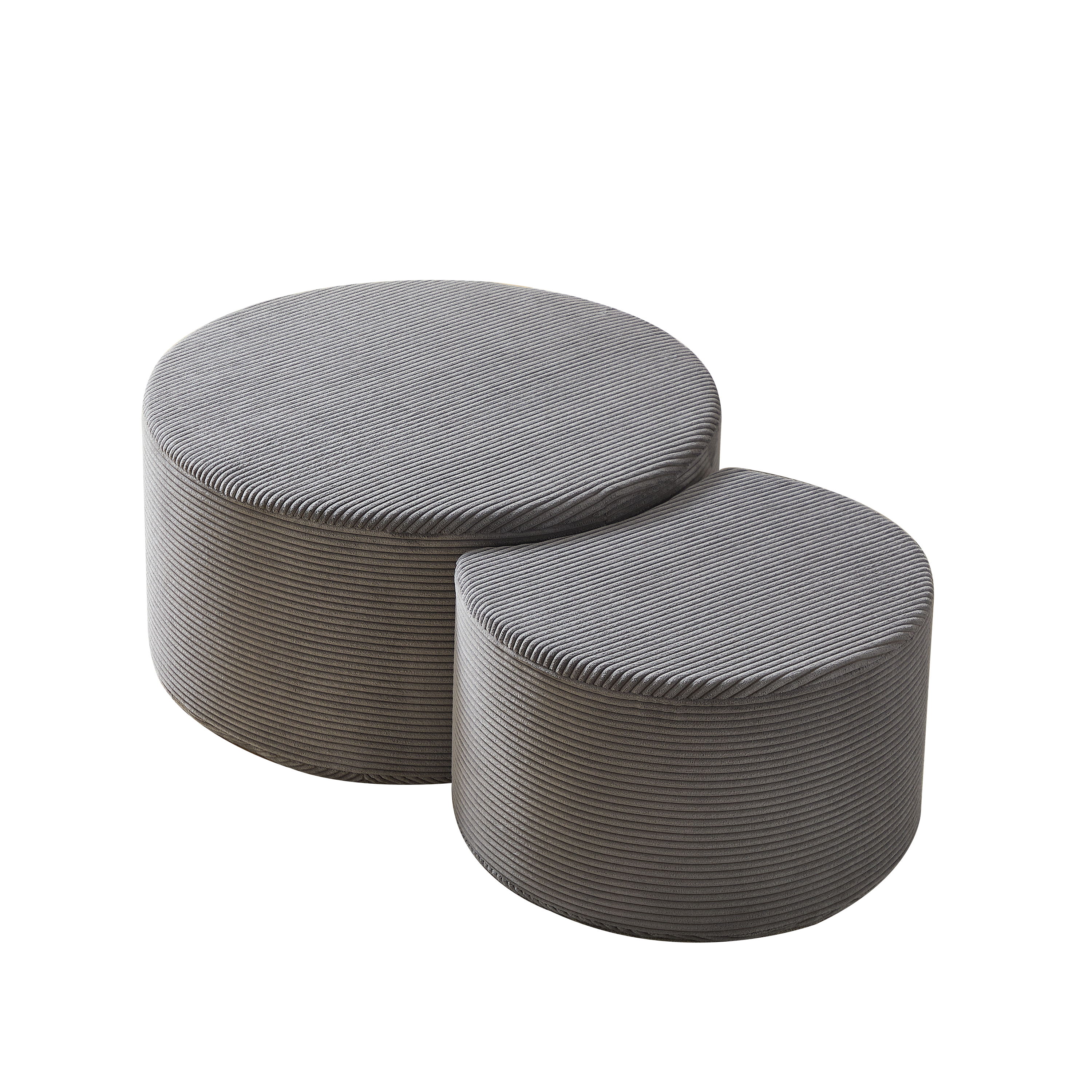 Coffee Table Set, 2-Piece Upholstered Round Foam