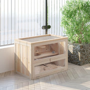 Hamster Cage Rodent Small Animals Play House, Natural Wood Finish