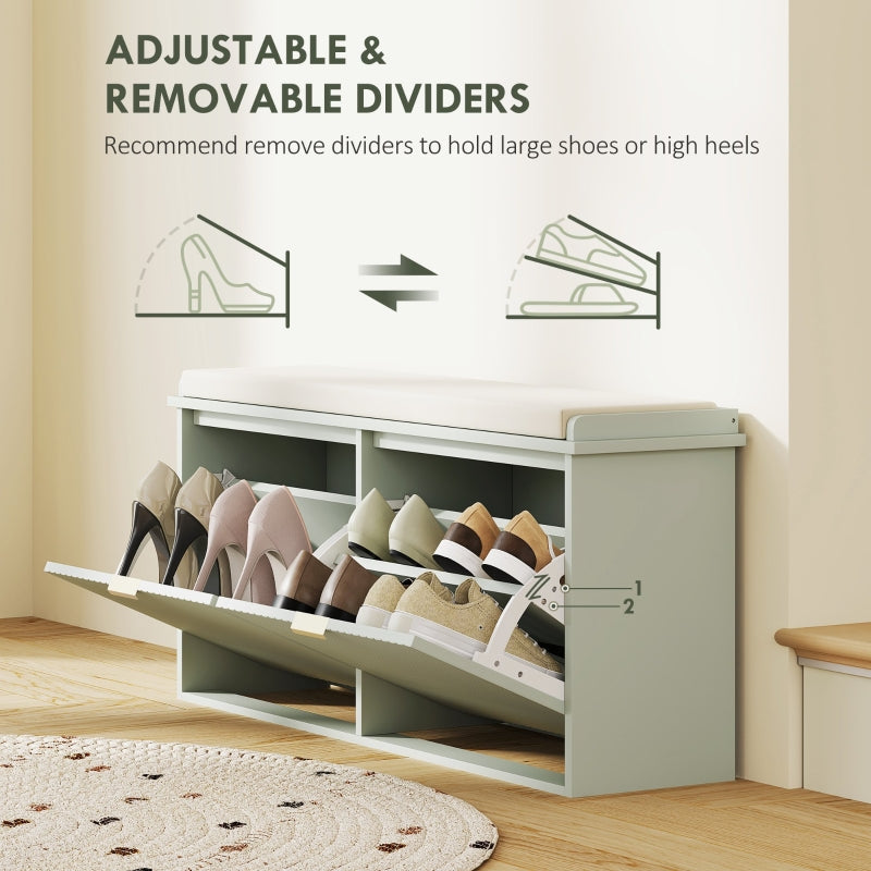 Elegant Ten Shoe Bench with Top Seat - Green