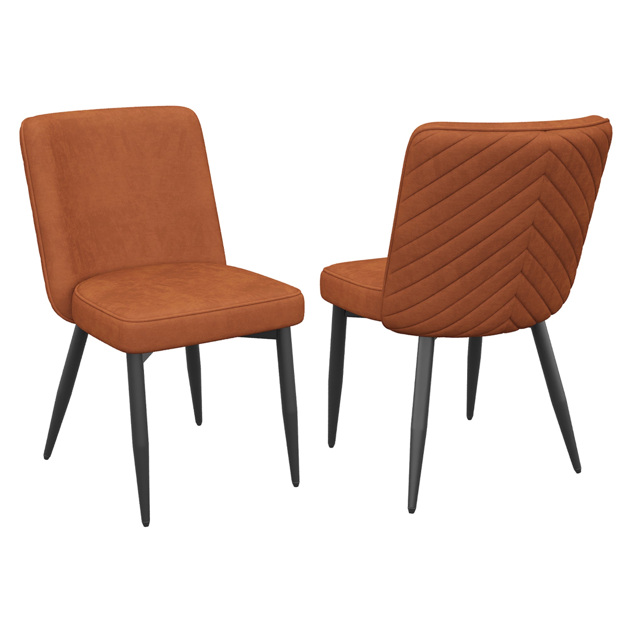 2 Dining Chairs, Comfortable Modern Design, Rust Velvet Fabric