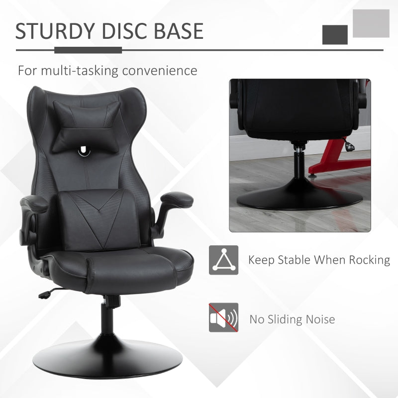 Video Game Chair, Racing Style with Lumbar Support, Flip-up Armrest, Black