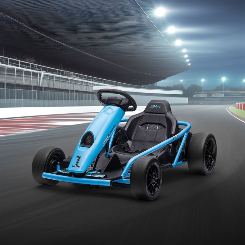 Drift Kart 24V Electric Ride-On, 2 Speeds, Blue