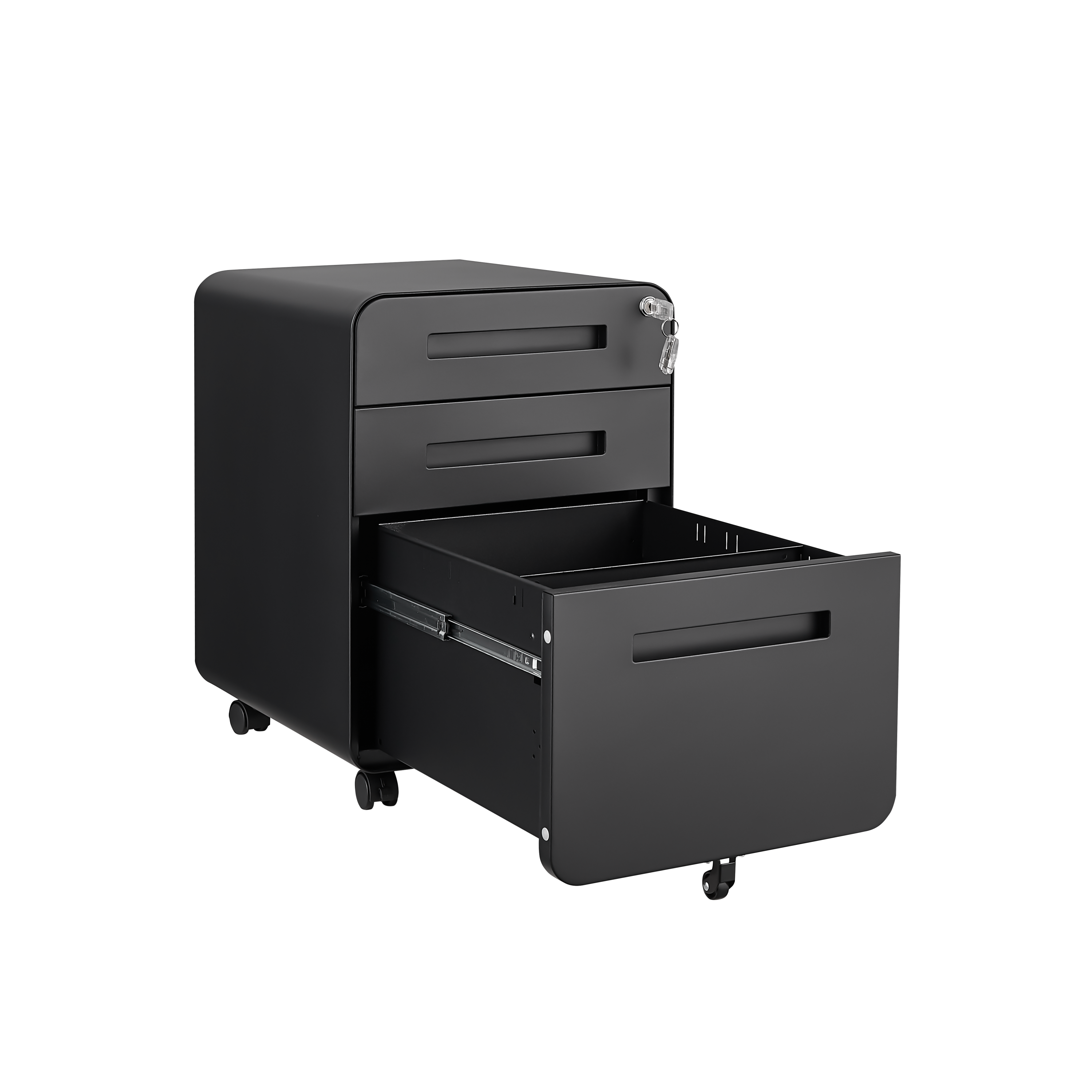 Mobile File Cabinet 3 Drawer Legal/Letter/A4 Under Desk Steel Black