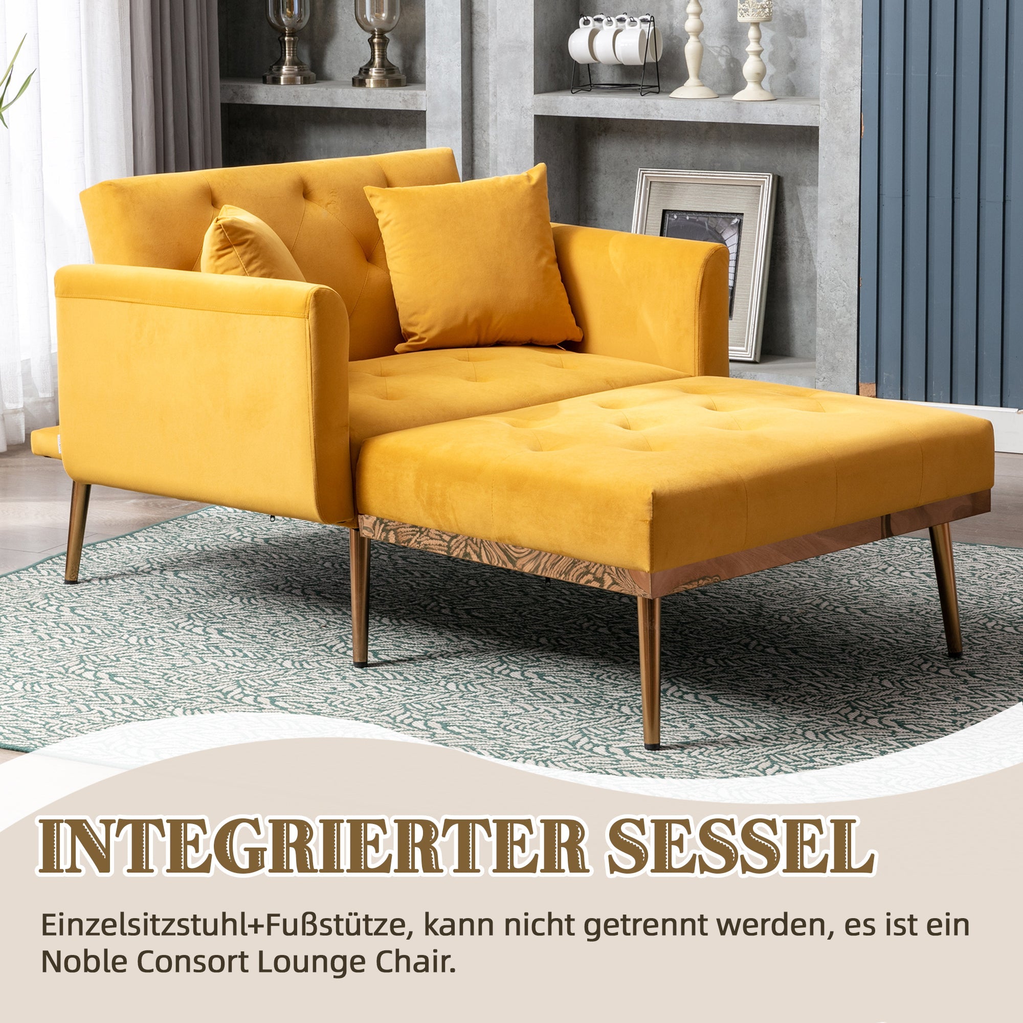 Armchair, Adjustable Backrest Recliner Folding Sofa, Mango