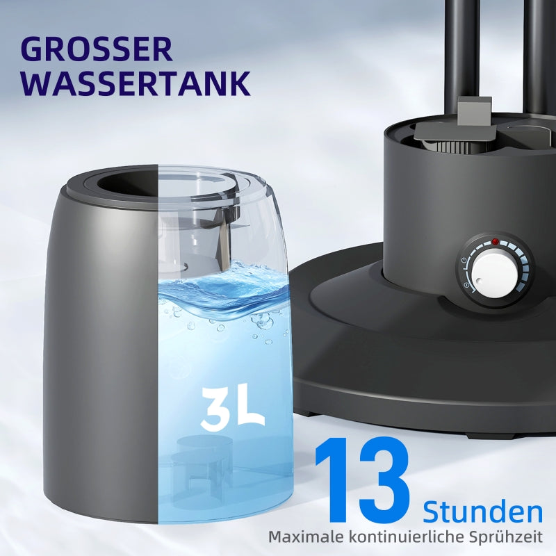 Pedestal Fan, Water-Cooled Mist 3 Speeds 3L Tank 75° Oscillation, 90W 125cm with Wheels