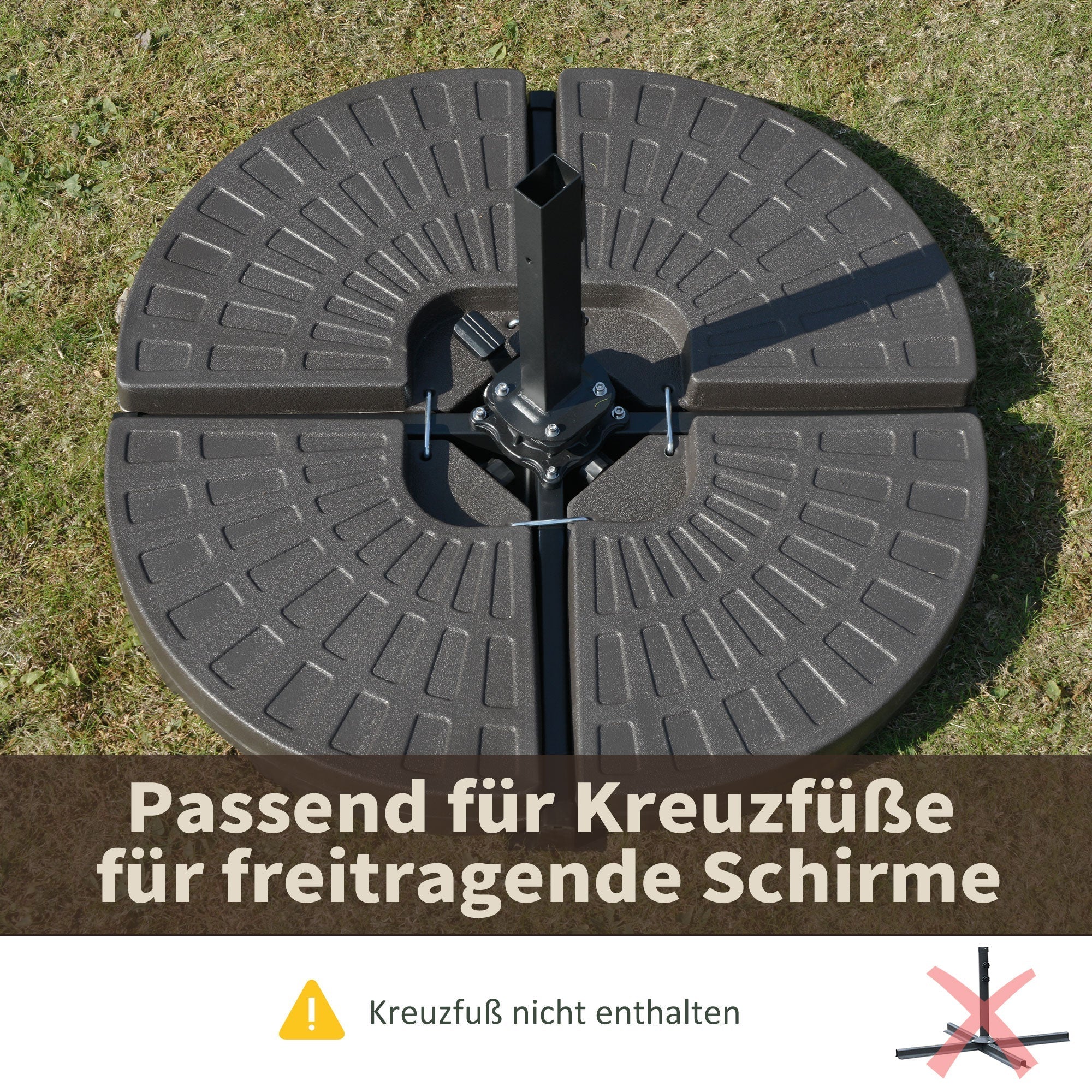 Parasol Base Fillable 17kg Water/25kg Sand HDPE, Coffee Color