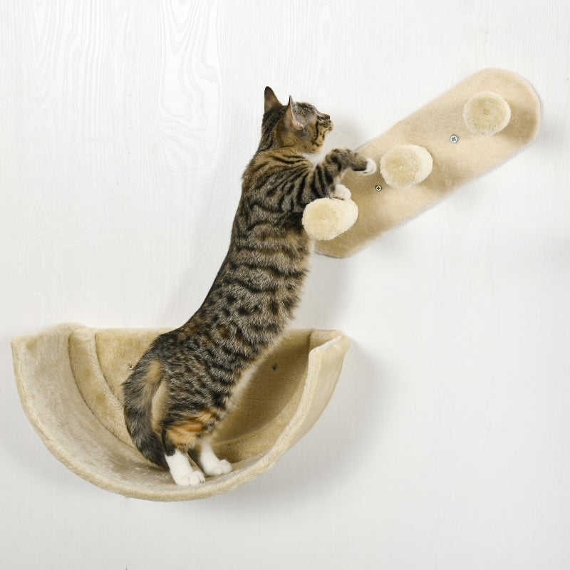 Cat Climbing Wall 4-piece, Scratching Post, Hammock, Wood