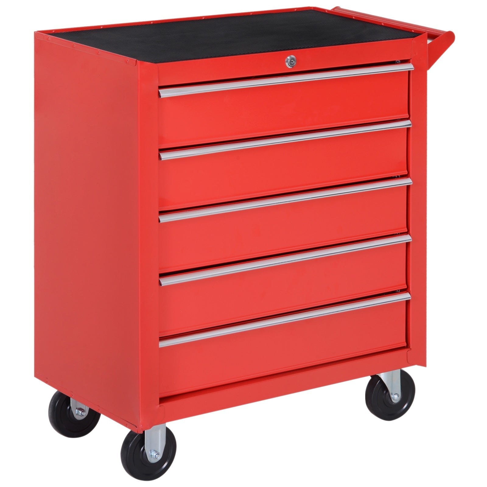 DURHAND Workshop Trolley, 5 Drawers, Lockable, Mobile, 150 kg, Steel Red