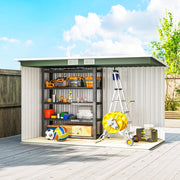 9ft x 4ft Garden Shed, Outdoor Tool House with Foundation Kit and Double Doors, Light Green Metal