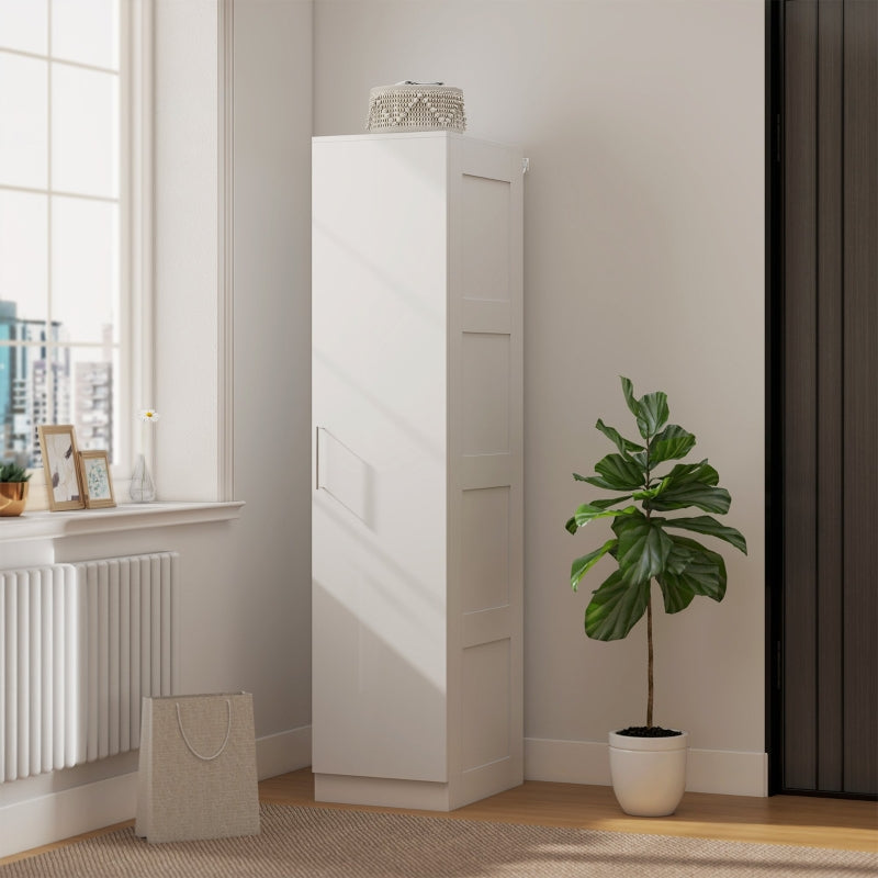 Wardrobe Multi-Purpose Cabinet, Clothes Rail, Shelf, Soft-Close Door, White