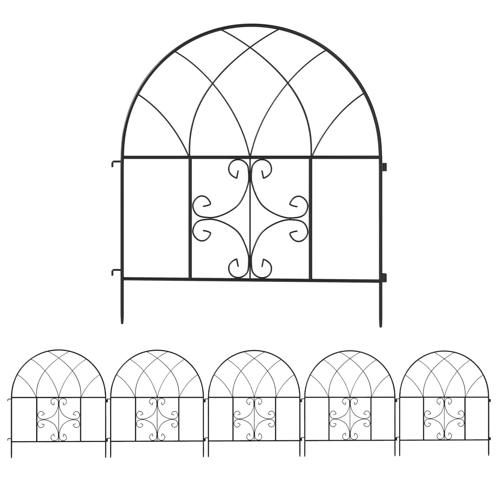 Garden Fence Decorative Mesh Set 300x70cm, Steel Black