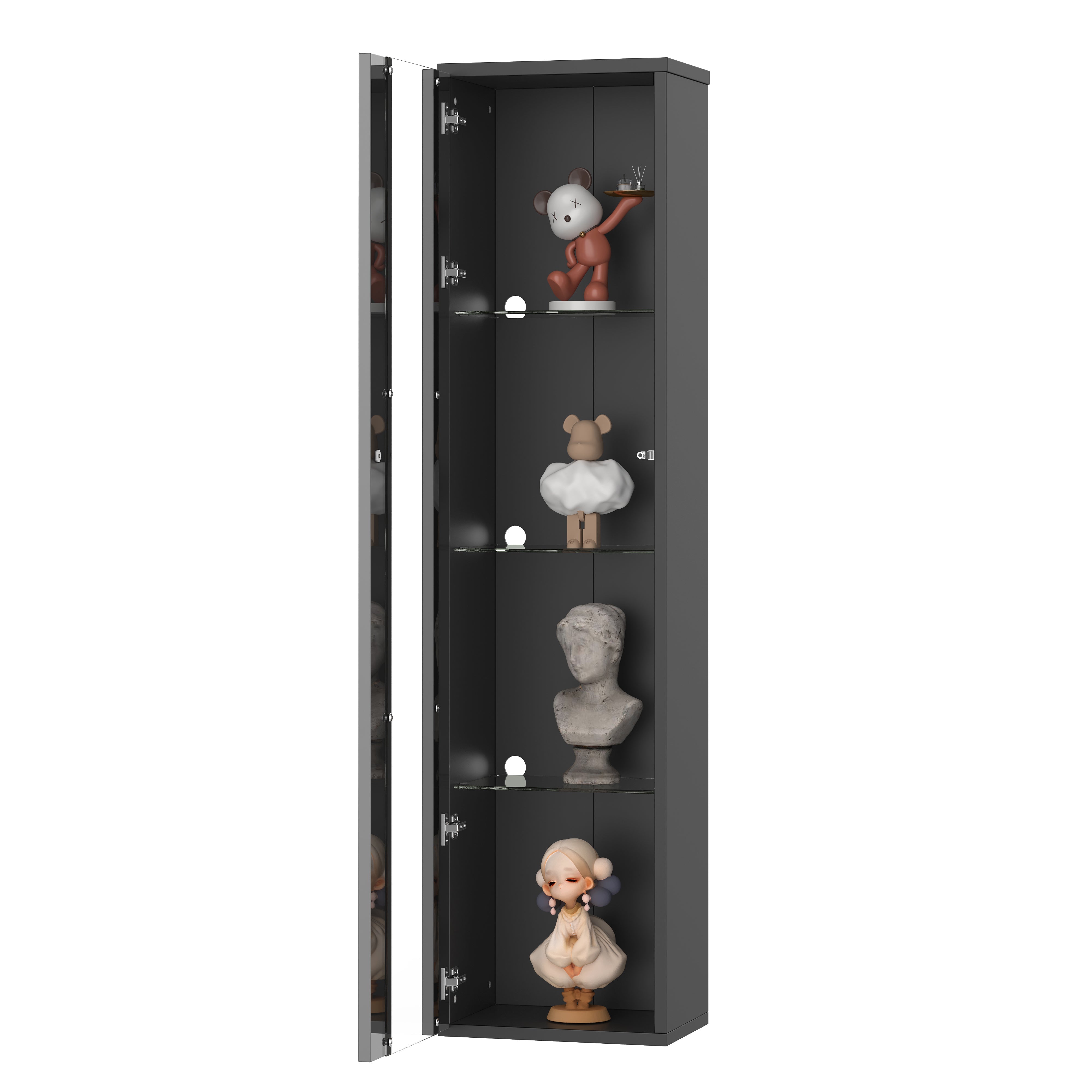 Display Case 40x29x170cm LED Light App Control Glass Partition - Black