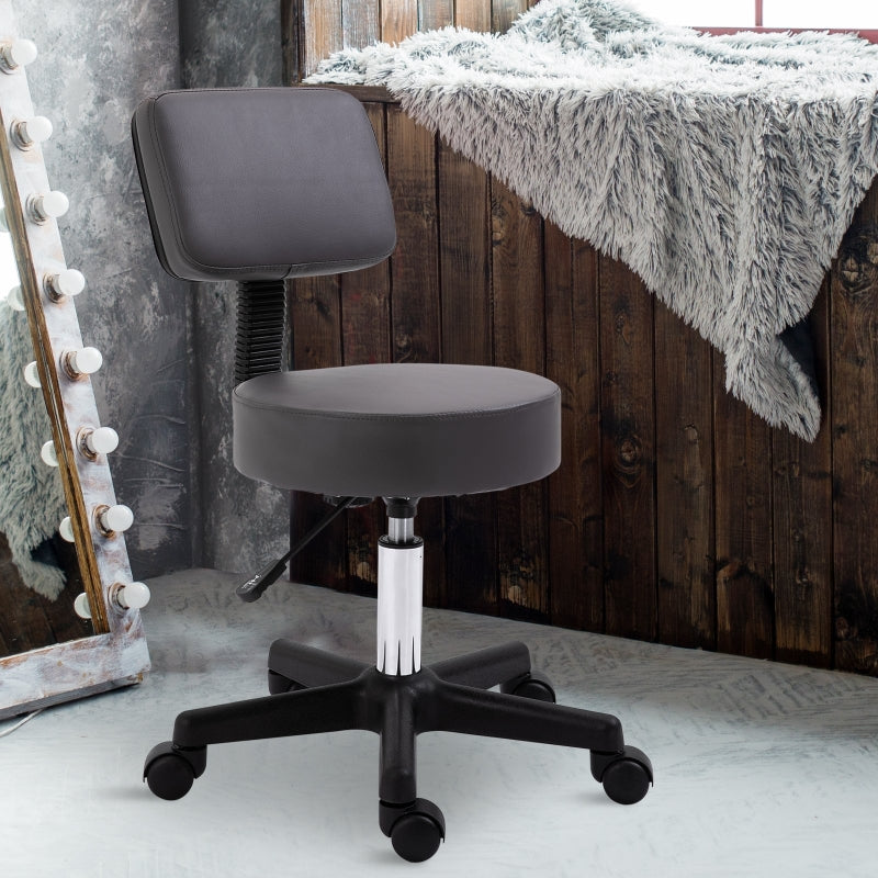 Beautician's Swivel Salon Chair Padded Seat Adjustable Height 5 Wheels Grey