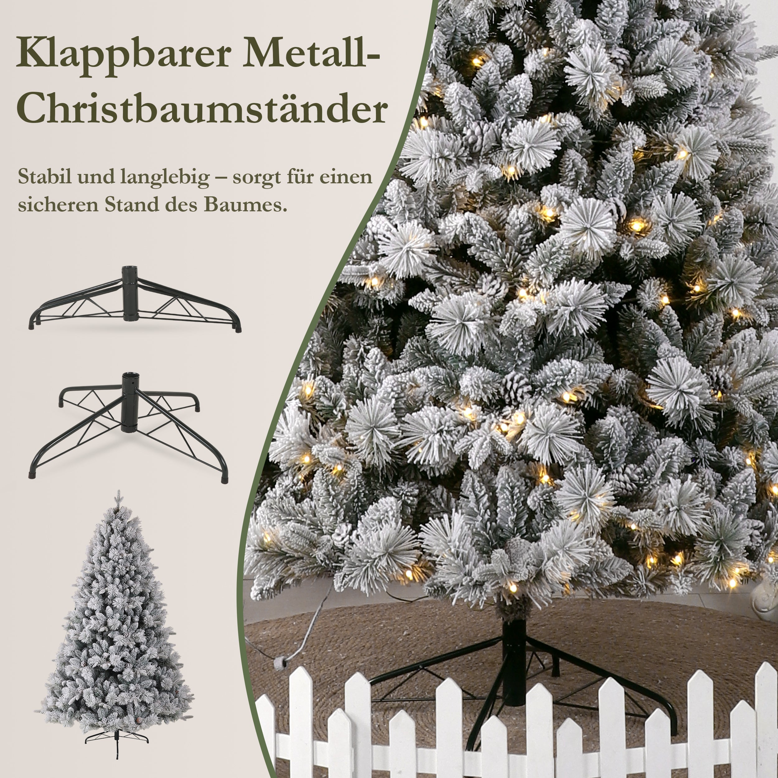 Artificial Christmas Tree 180cm 1348 Tips 320 LED - PVC/PE Snow