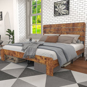 Wooden Double Bed 160x200cm Antique Frame High Headboard, Wood/Iron