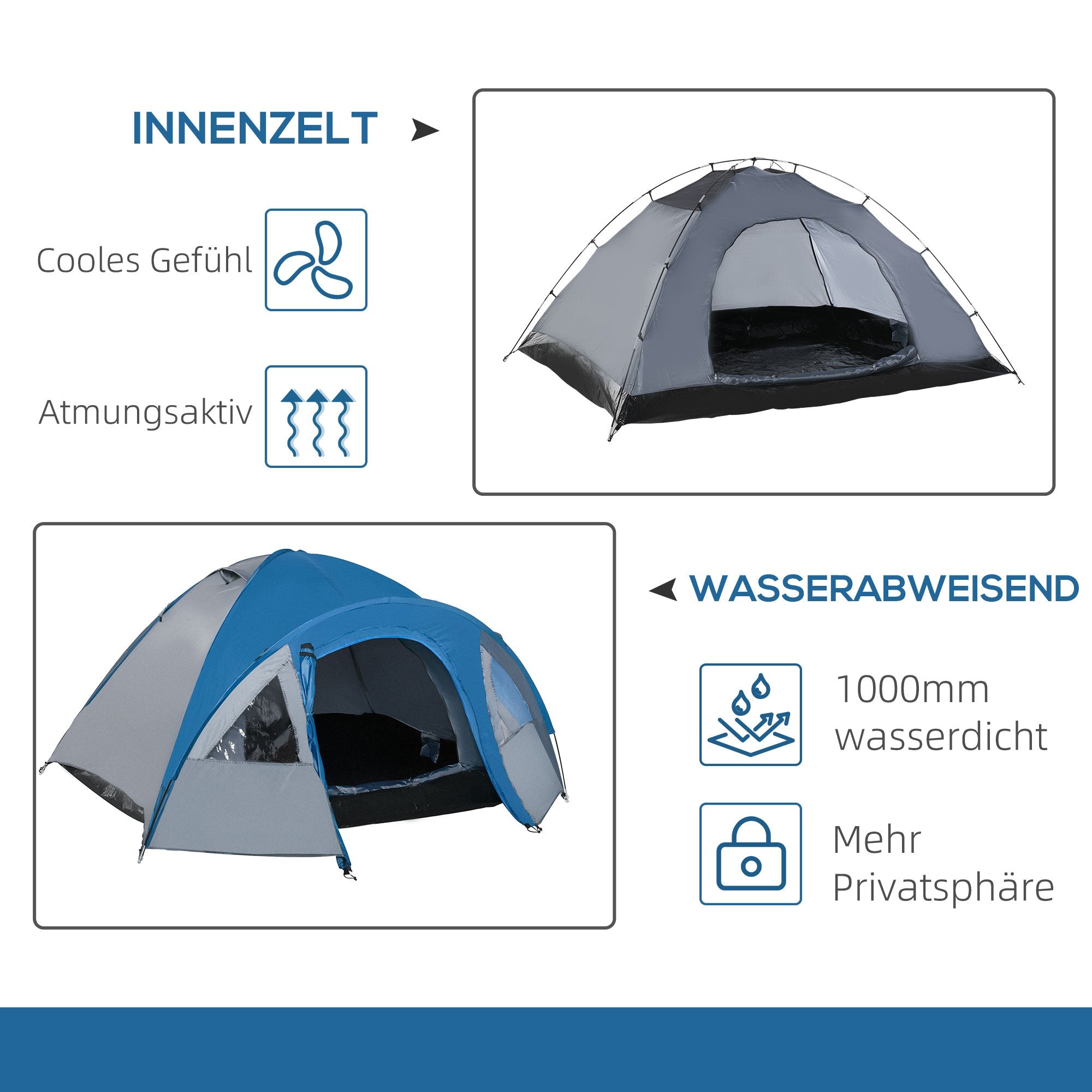 Kuppelzelt, Outdoor-Iglu, 4 Personen, 4 Jahreszeiten, wasserdicht, doppelwandig