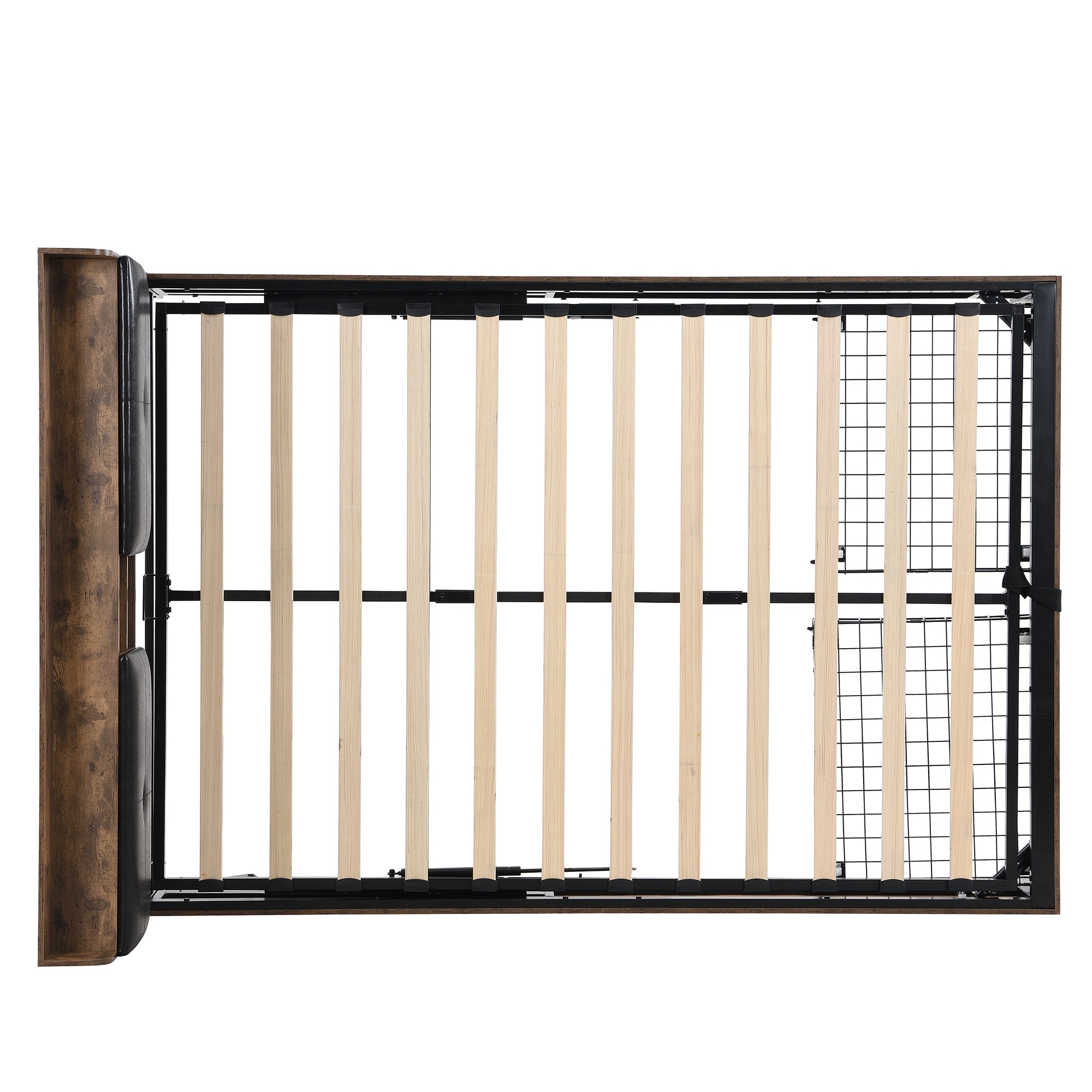 N634P199603A Storage Headboard Bed with 2 Drawers, Wood Grain Finish