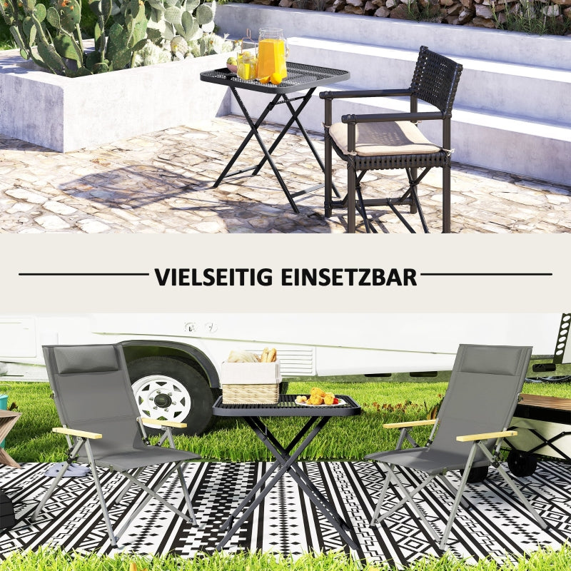 Klappbarer Gartentisch 70 x 70 cm, wetterfester Stahl, Schwarz