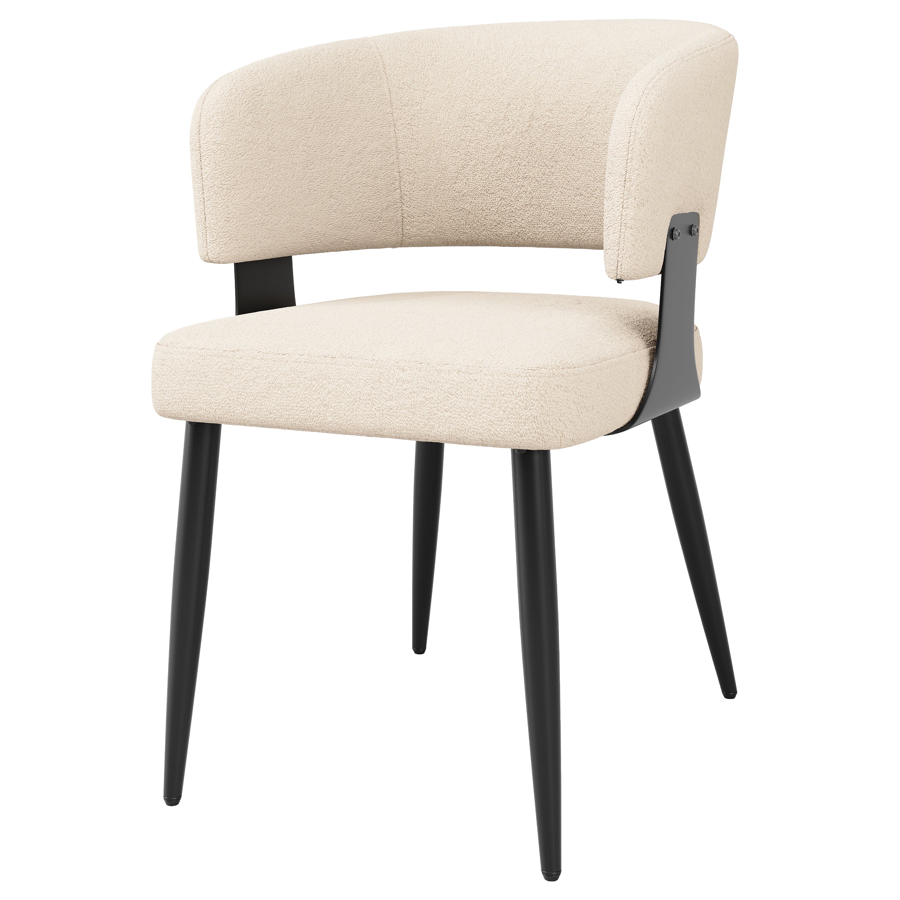 Ergonomic Dining Chair Set of 2 with Curved Backrest, Beige/Grey Flannel