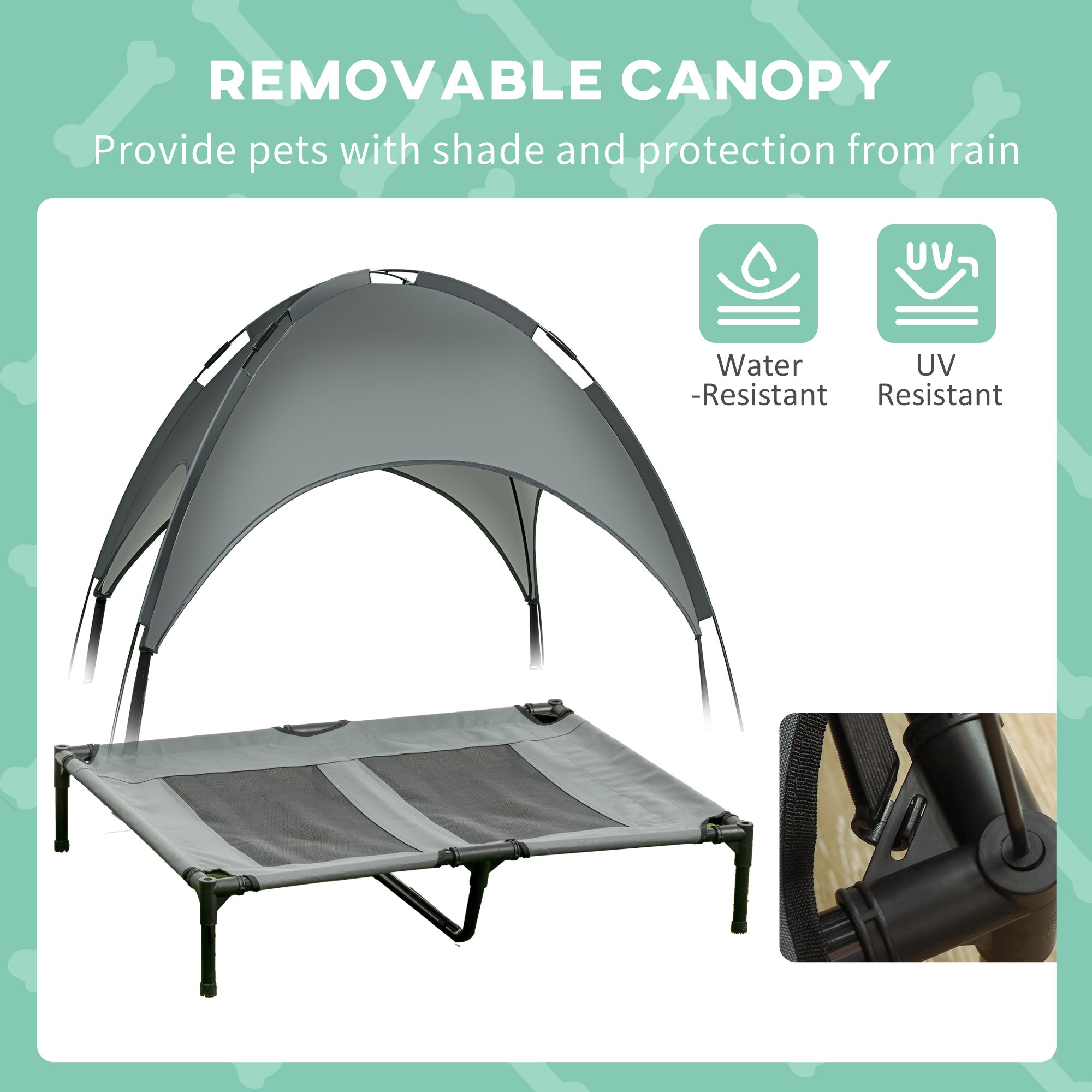 Dog Bed Canopy, Breathable, 92x76x90cm, Taffeta Fabric, Grey