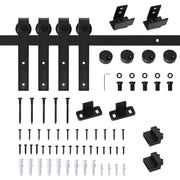 Sliding Door Hardware, Double Doors Track Accessories, Carbon Steel Black