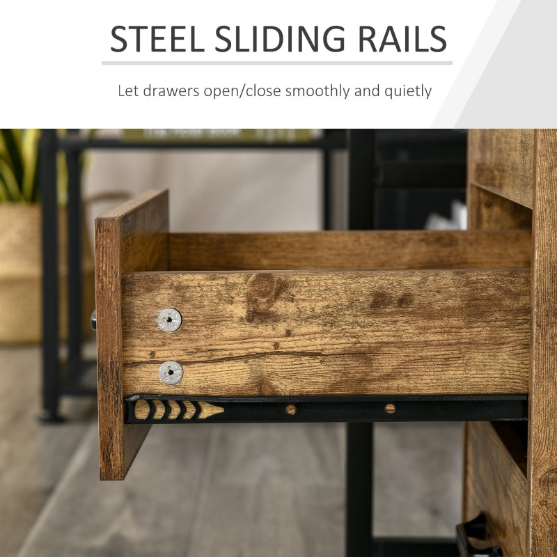 3 Drawer File Cabinet Mobile Filing on Wheels for Office Study Rustic Brown