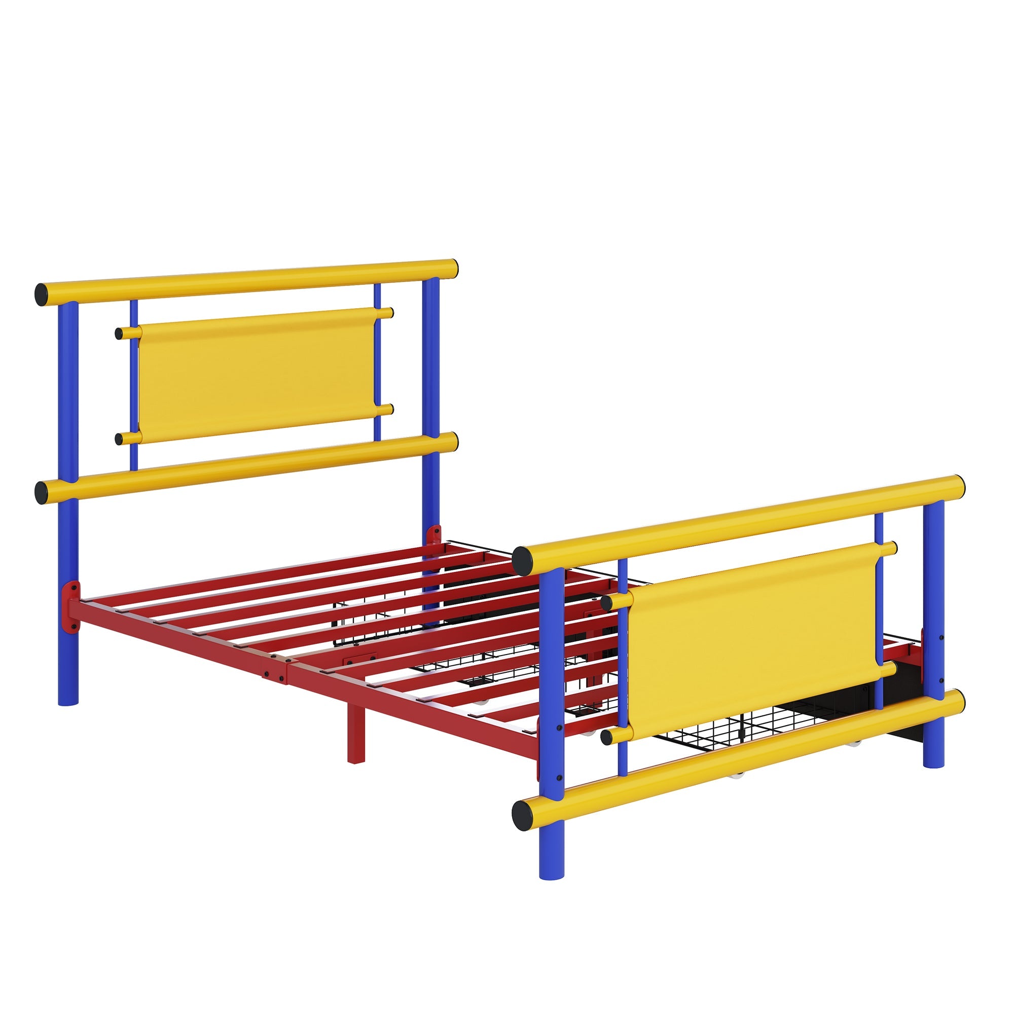 Metal Bed Frame for Children with Drawers, 90x200cm Space-Saving Platform Bed, Steel Construction
