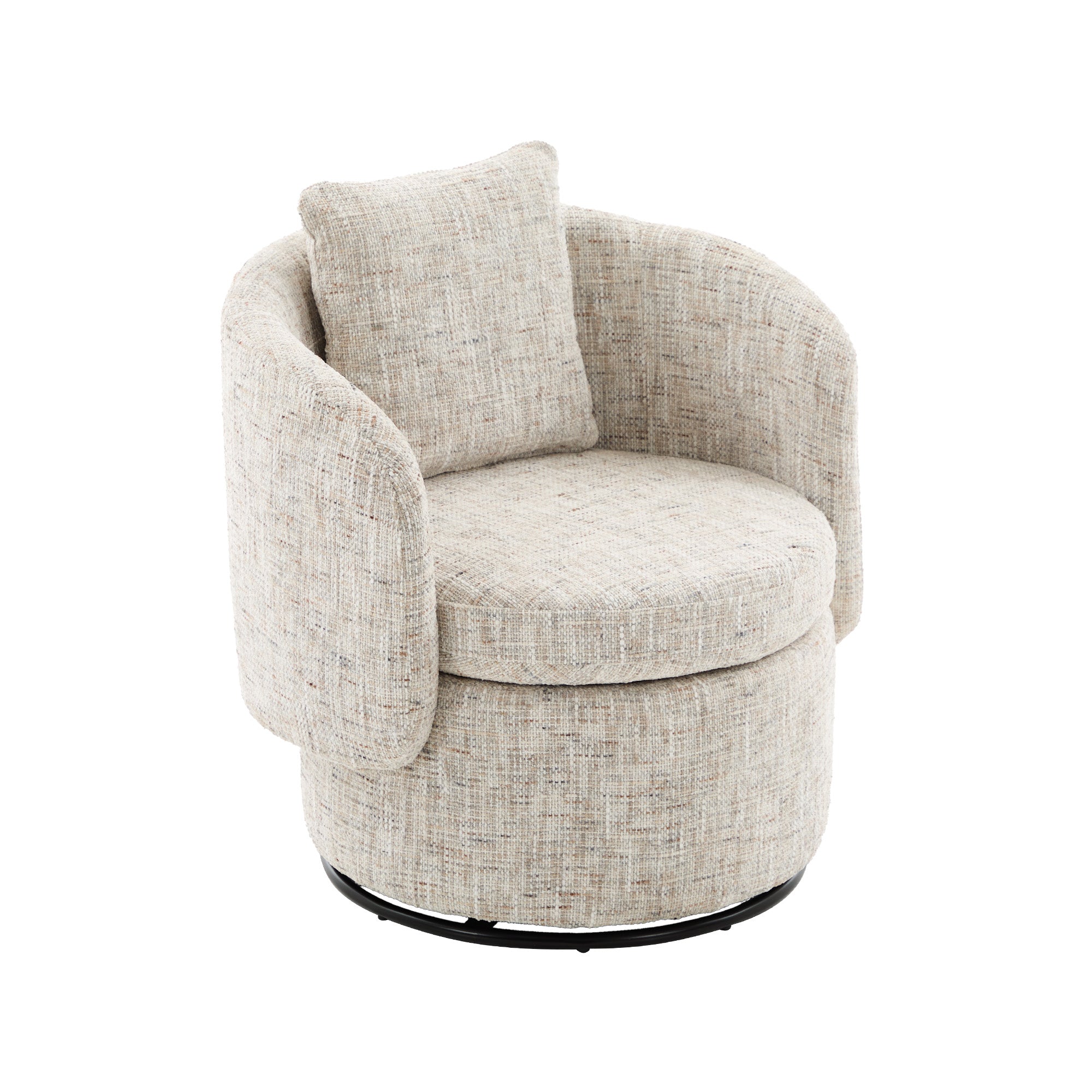 Swivel Accent Chair 360° Rotating Hidden Storage Cushion - Ivory