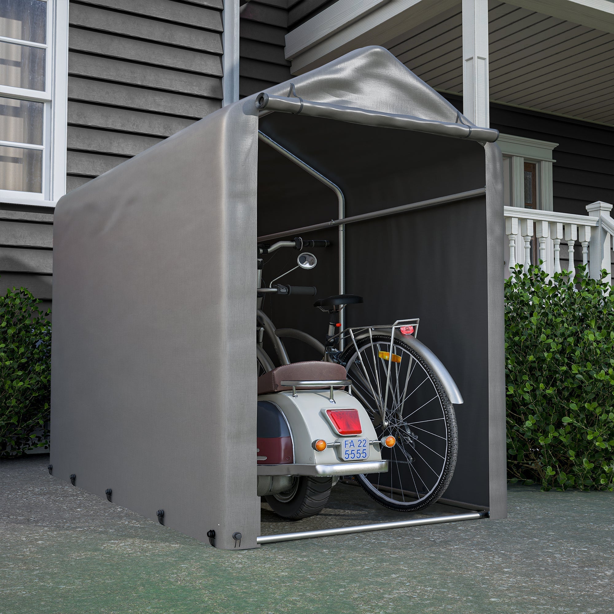 Bicycle Garage Tool Shed, 187x100x160 cm, Dark Gray
