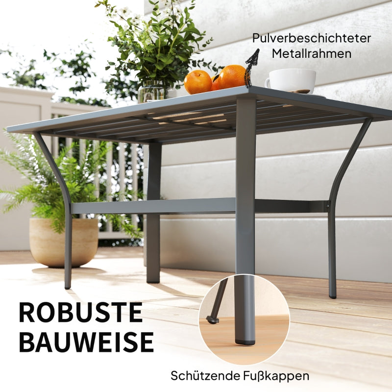 Beistelltisch, Lamellendesign Wetterfest Outdoor, Metall Dunkelgrau