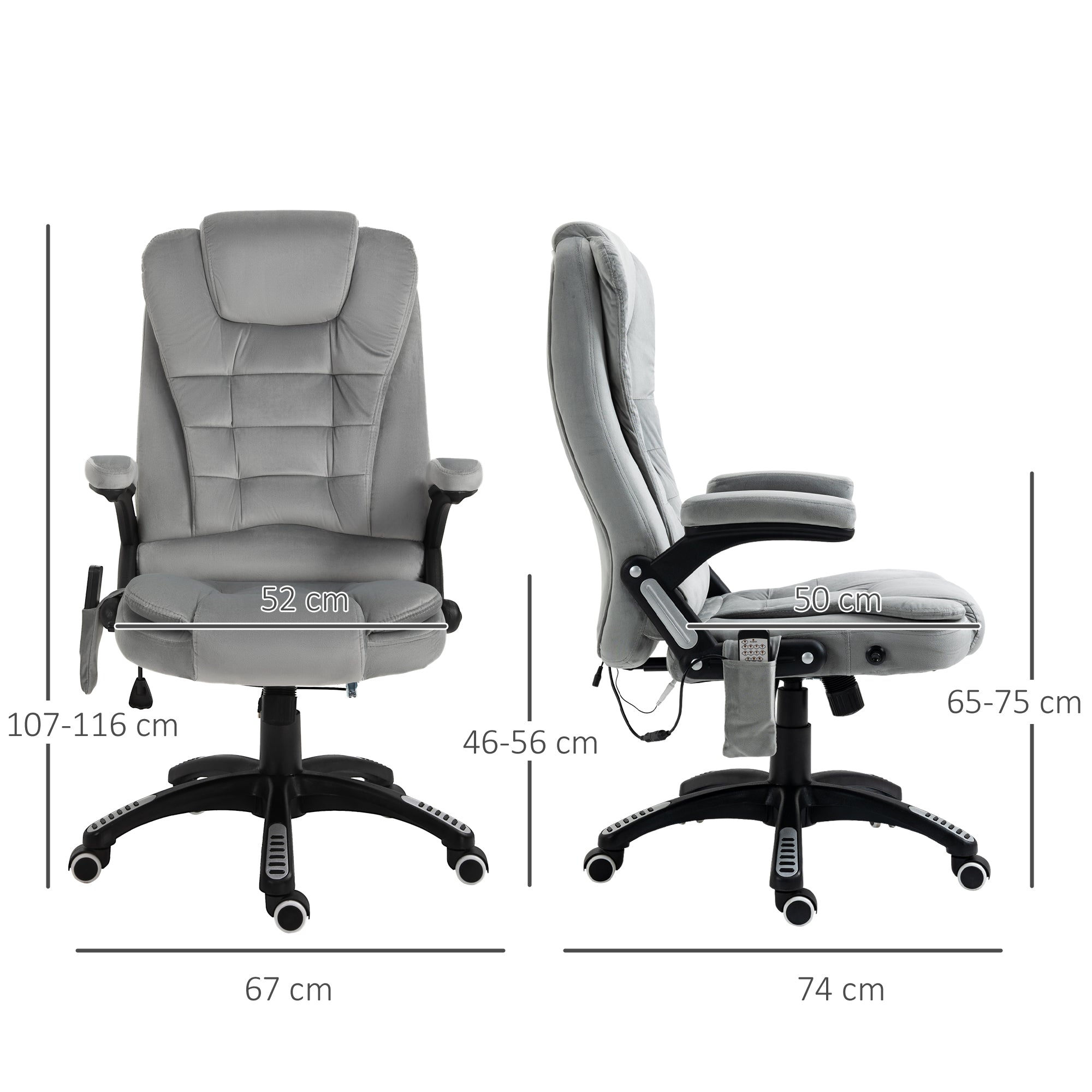 Vinsetto Massage Office Chair, Ergonomic Height Adjustable, Grey