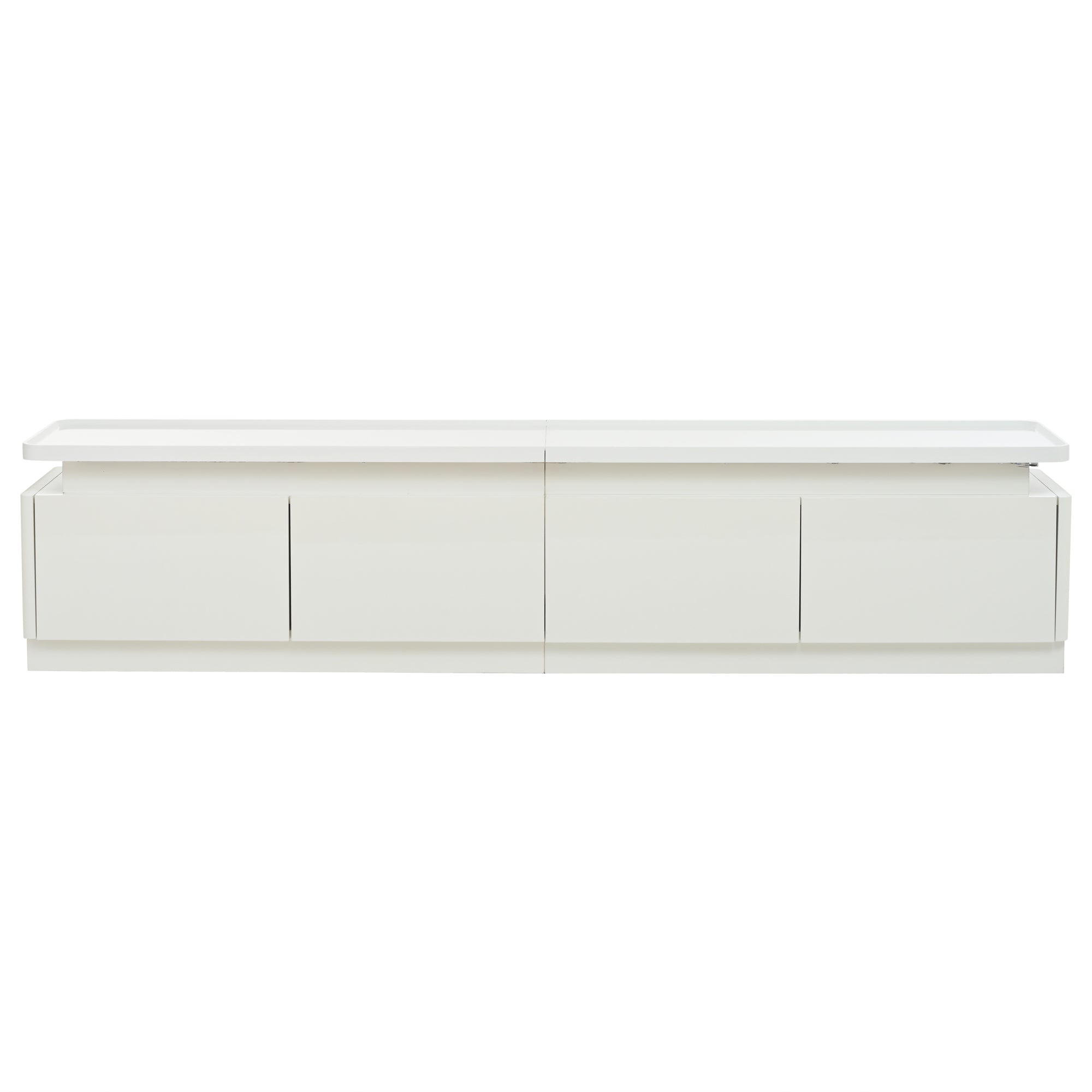 TV Cabinet, 180x34x40cm, 4 Drawers, LED, High-Gloss, for 80-inch TVs, White