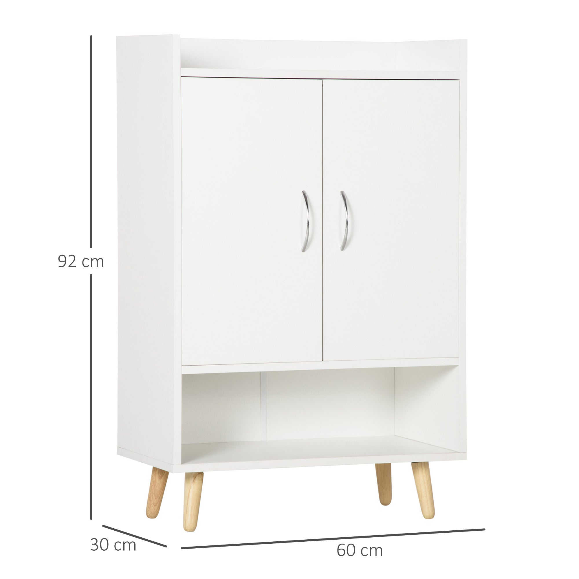 Modern Shoe Cabinet Storage Organizer with Doors and Shelves, White