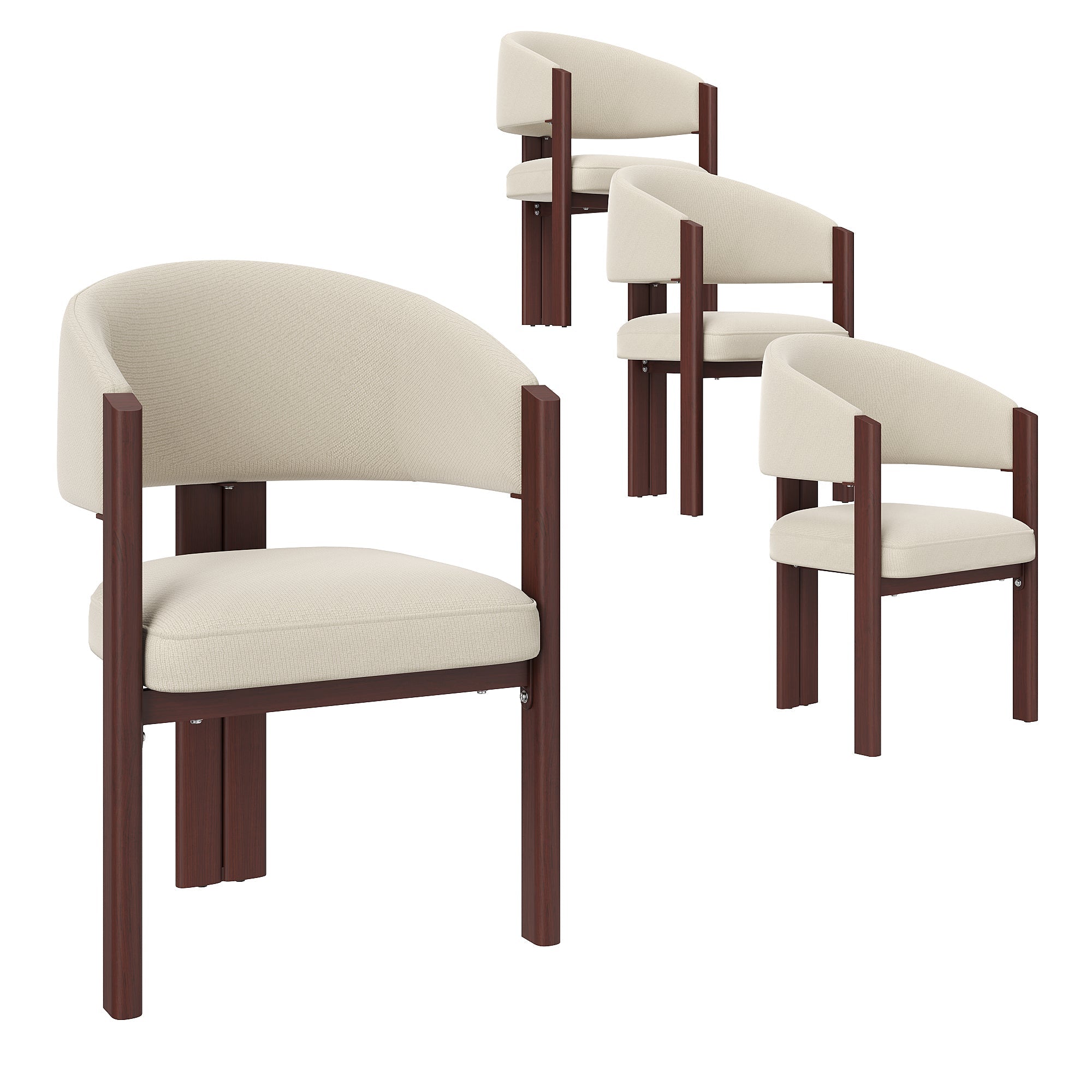 Ergonomic Dining Chairs Set of 4 with Thick Padding and Height-Adjustable Feet, Wood Look