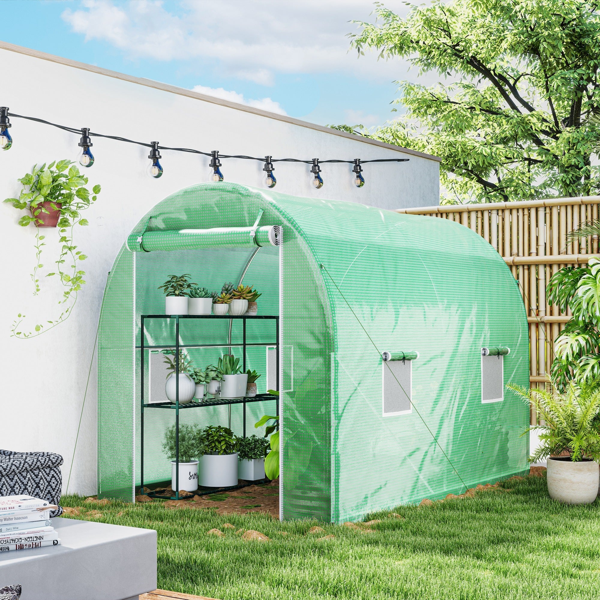 Walk-In Tunnel Greenhouse 300 x 195cm, Green