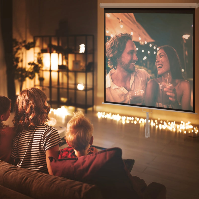 Projector Screen, 178x178cm, 99-inch, 1:1, HD 4K, for Home Theater, Office, Presentations, Plastic