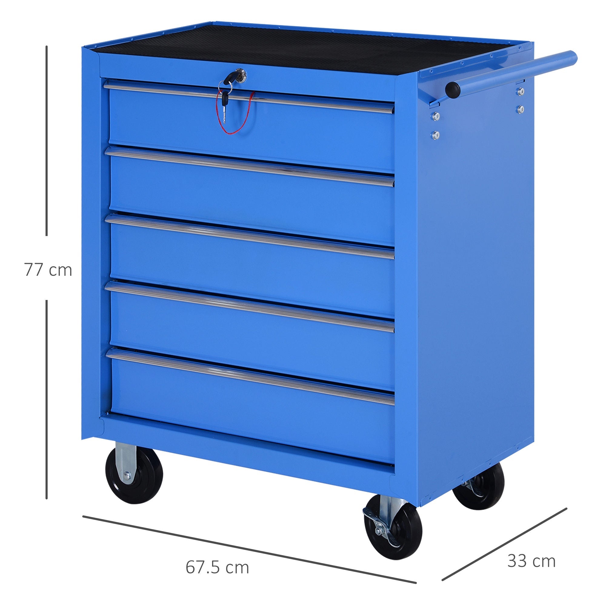 Workshop trolley 5 drawers, mobile tool trolley, red