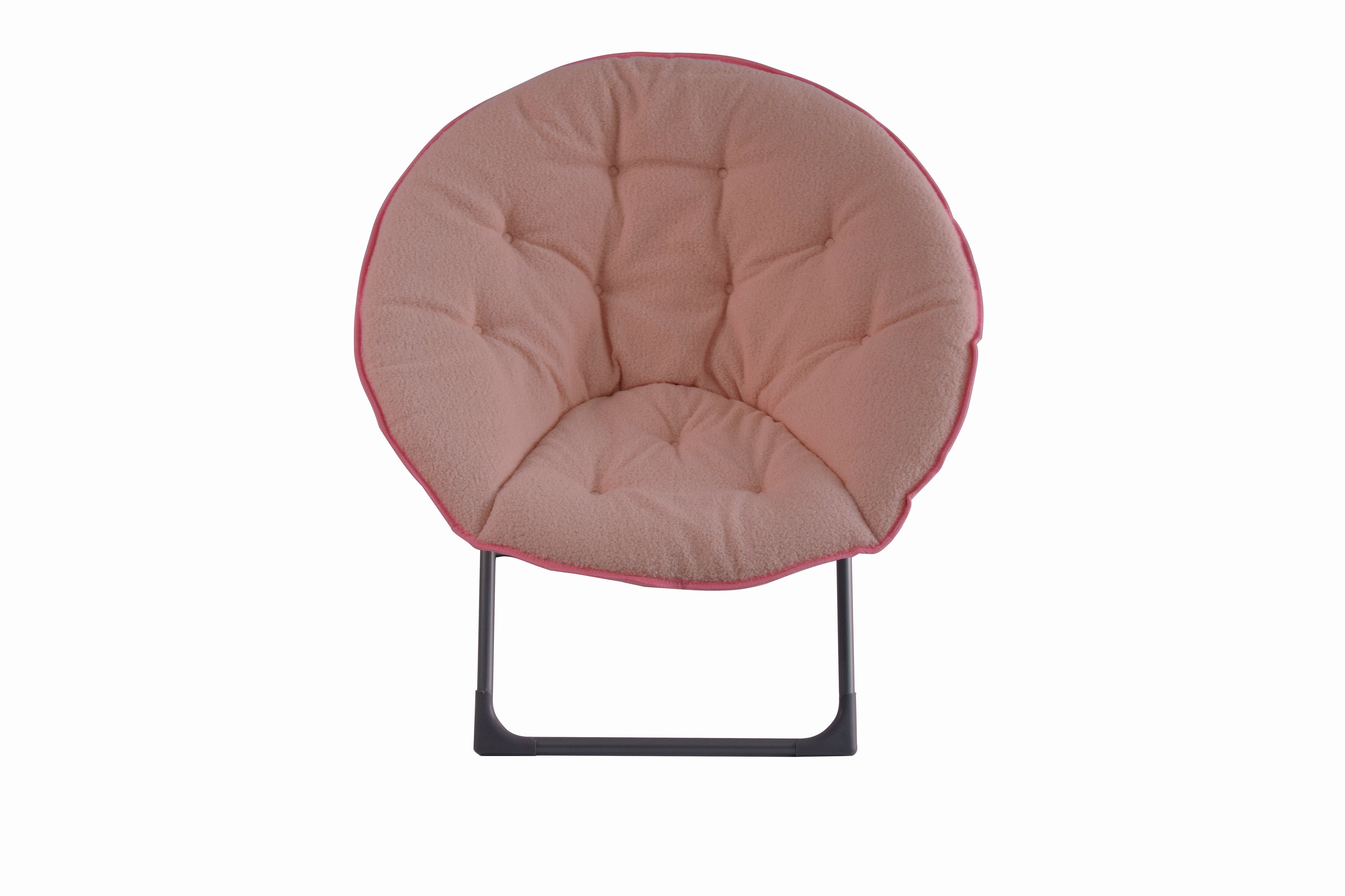 Folding Moon Chair Soft Sheep's Wool Portable - Pink