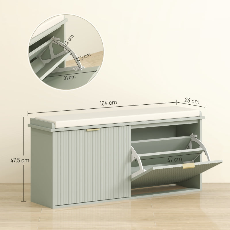 Elegant Ten Shoe Bench with Top Seat - Green