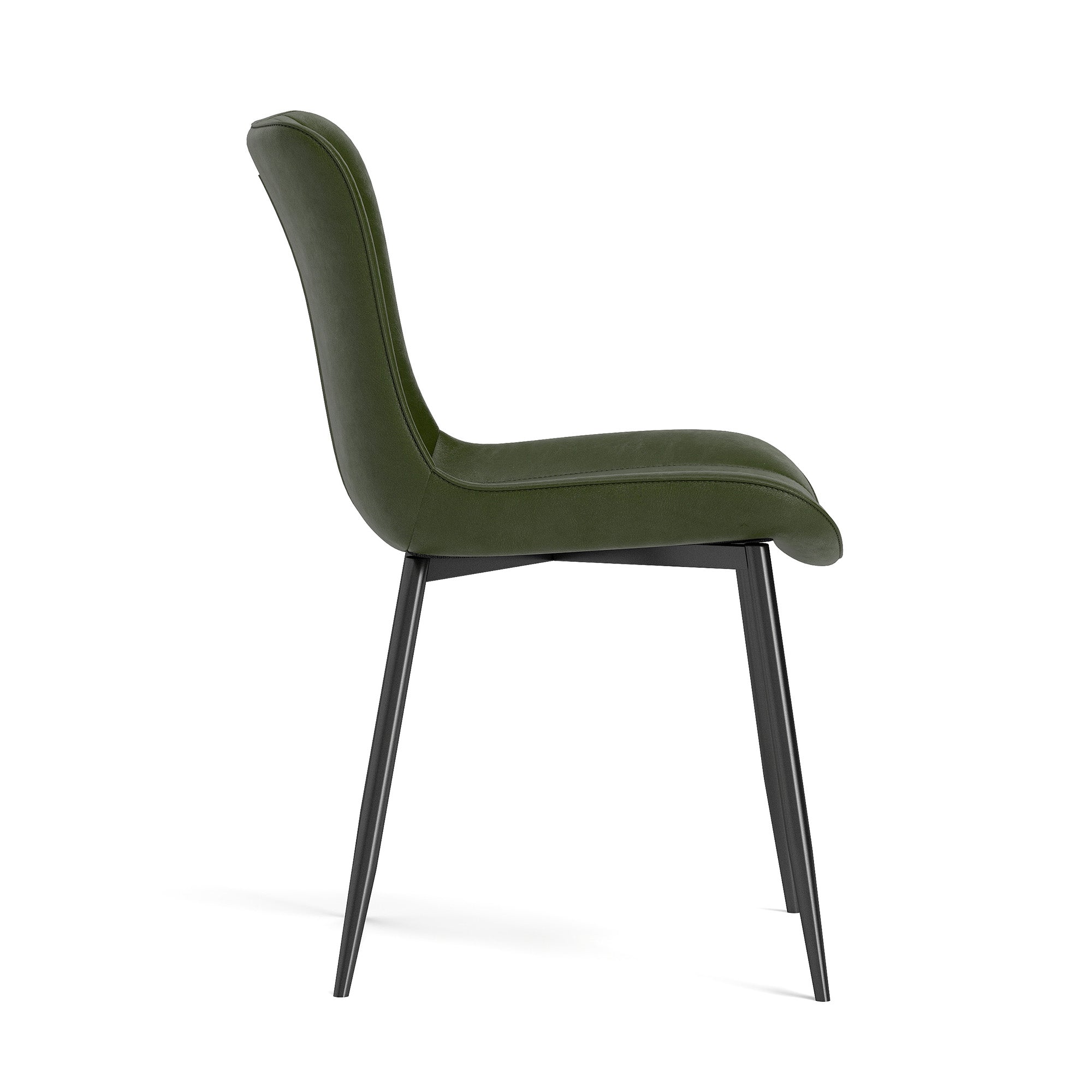 Dining Chairs Set of 4 Modern Faux Leather Armchairs - Green PU