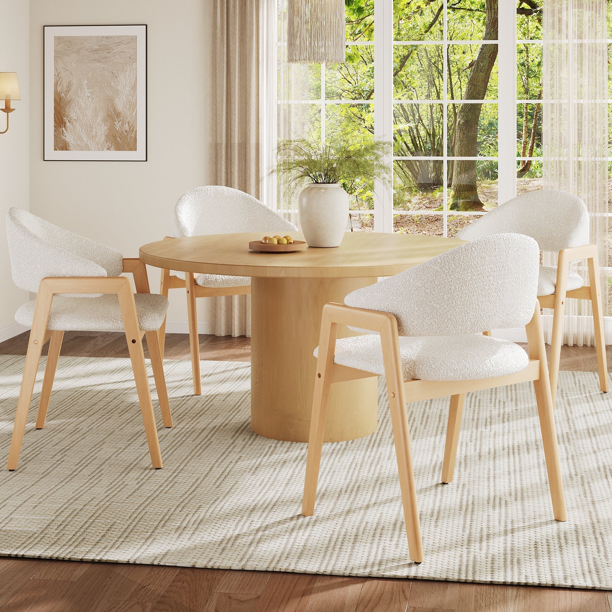 Teddy Chair Set of 4 Ergonomic Luxury Curved Back - White