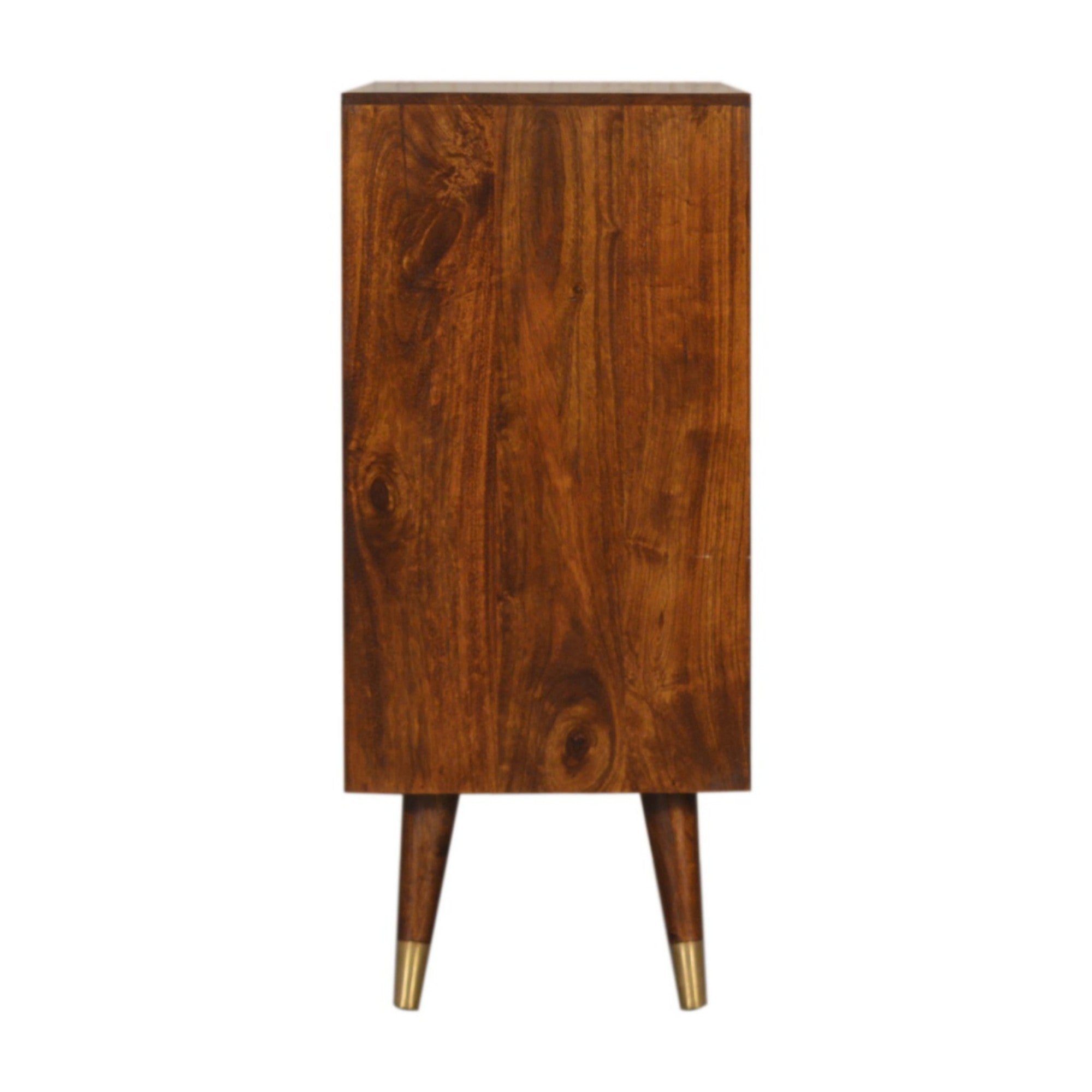 Solid Wood Cabinet with Brass-Plated Doors, Manila Gold and Dark Brown